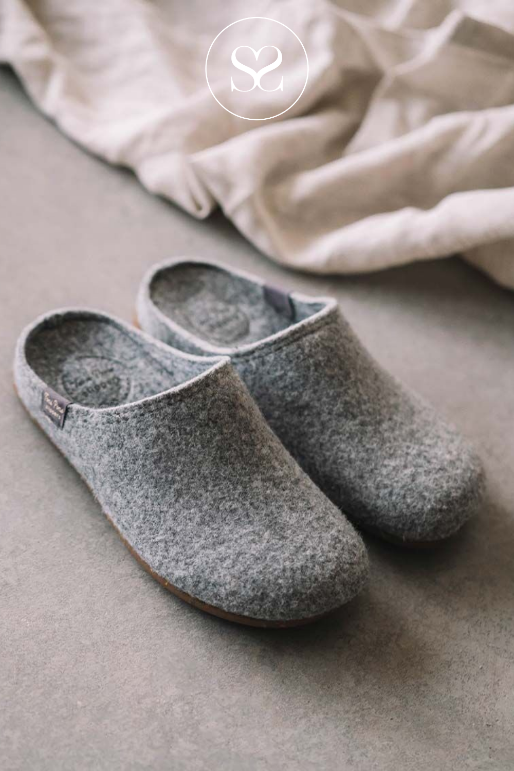 TONI PONS MONA-FR GREY FAUX WOOL CLOG SLIPPER