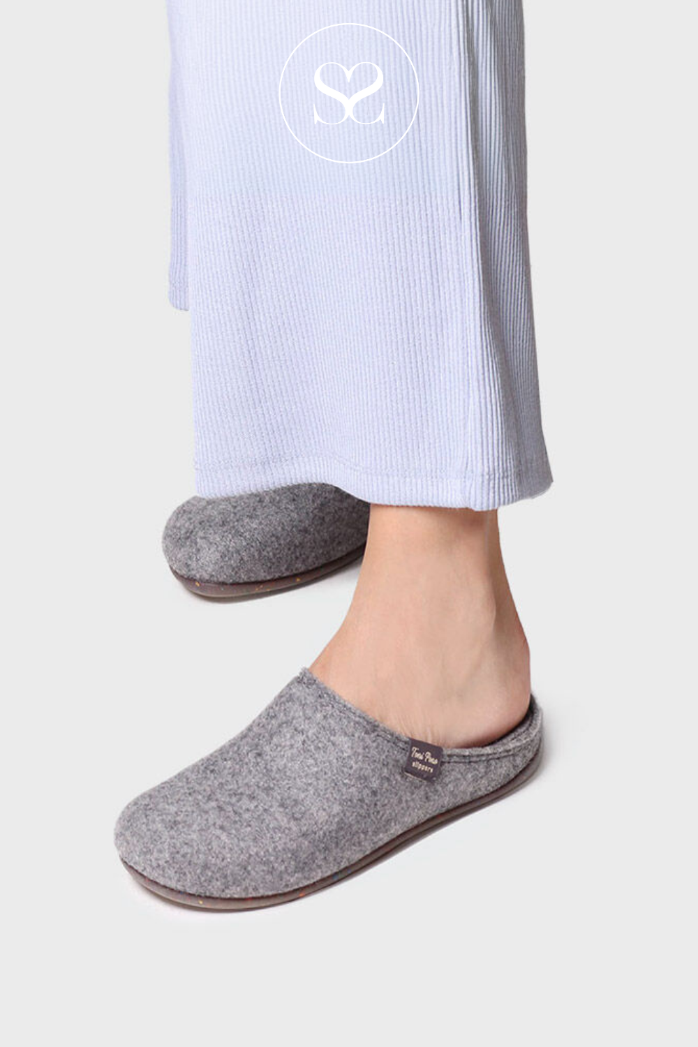 TONI PONS MONA-FR GREY FAUX WOOL CLOG SLIPPERS