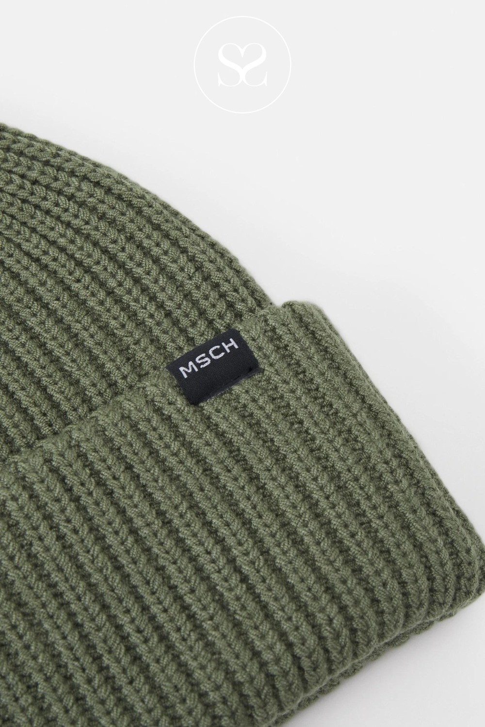 MOSS COPENHAGEN OLIVE GREEN RACHELLE BEANIE HAT