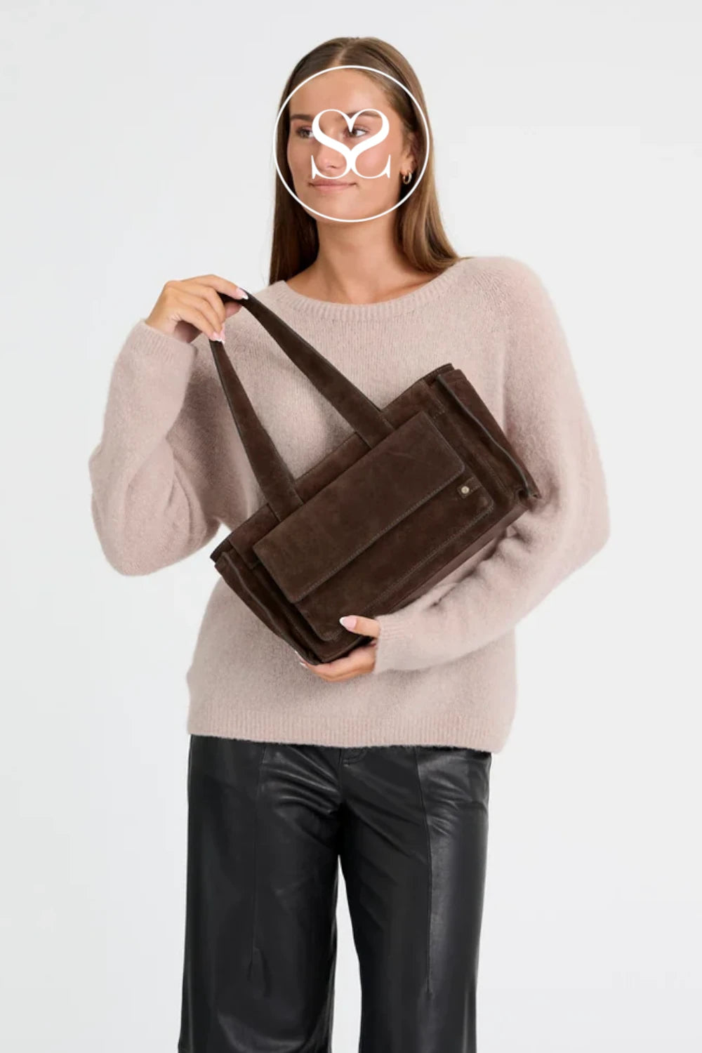 Depeche Chocolate Brown Suede Shoulder bag - 17394