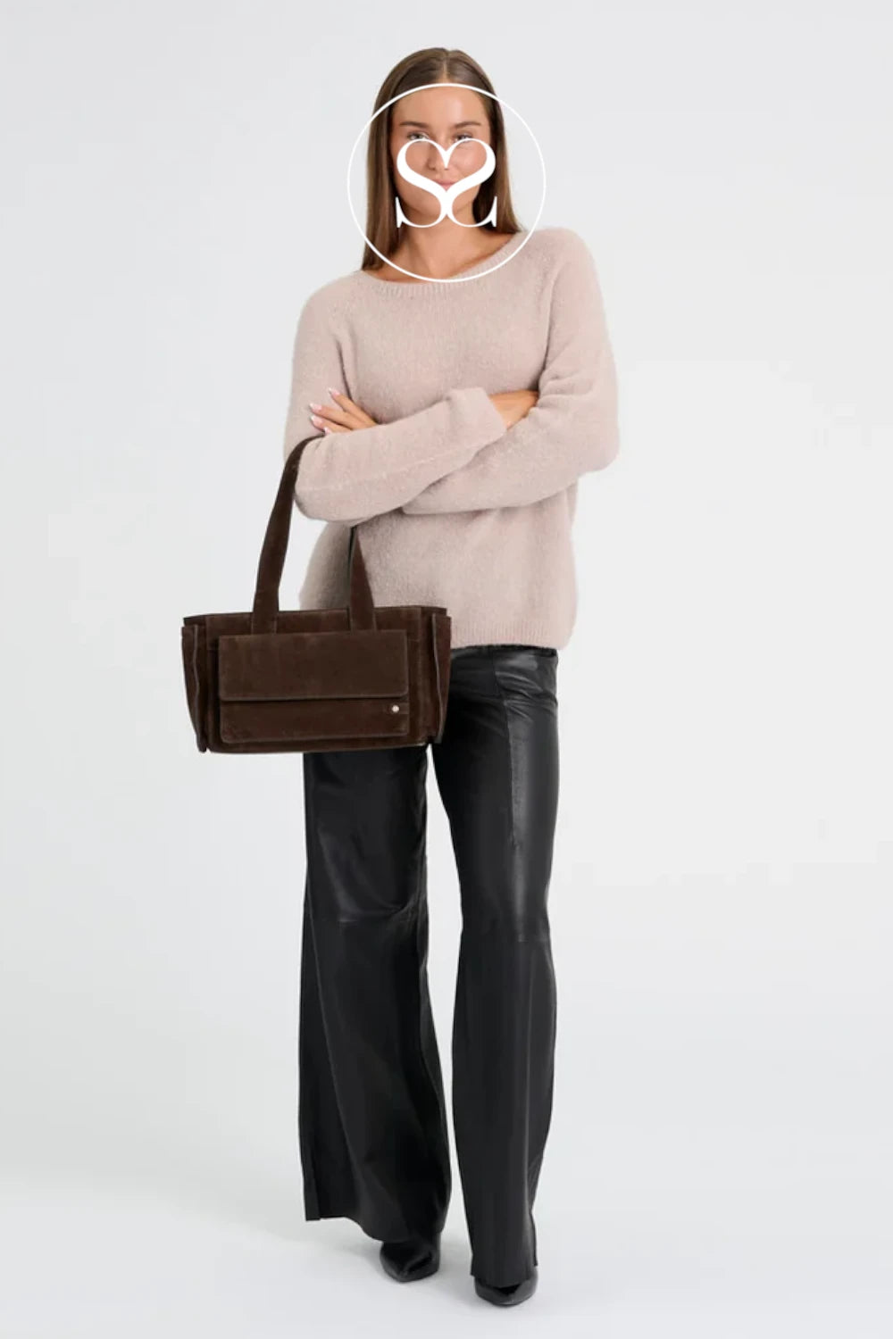 Depeche Chocolate Brown Suede Shoulder bag - 17394