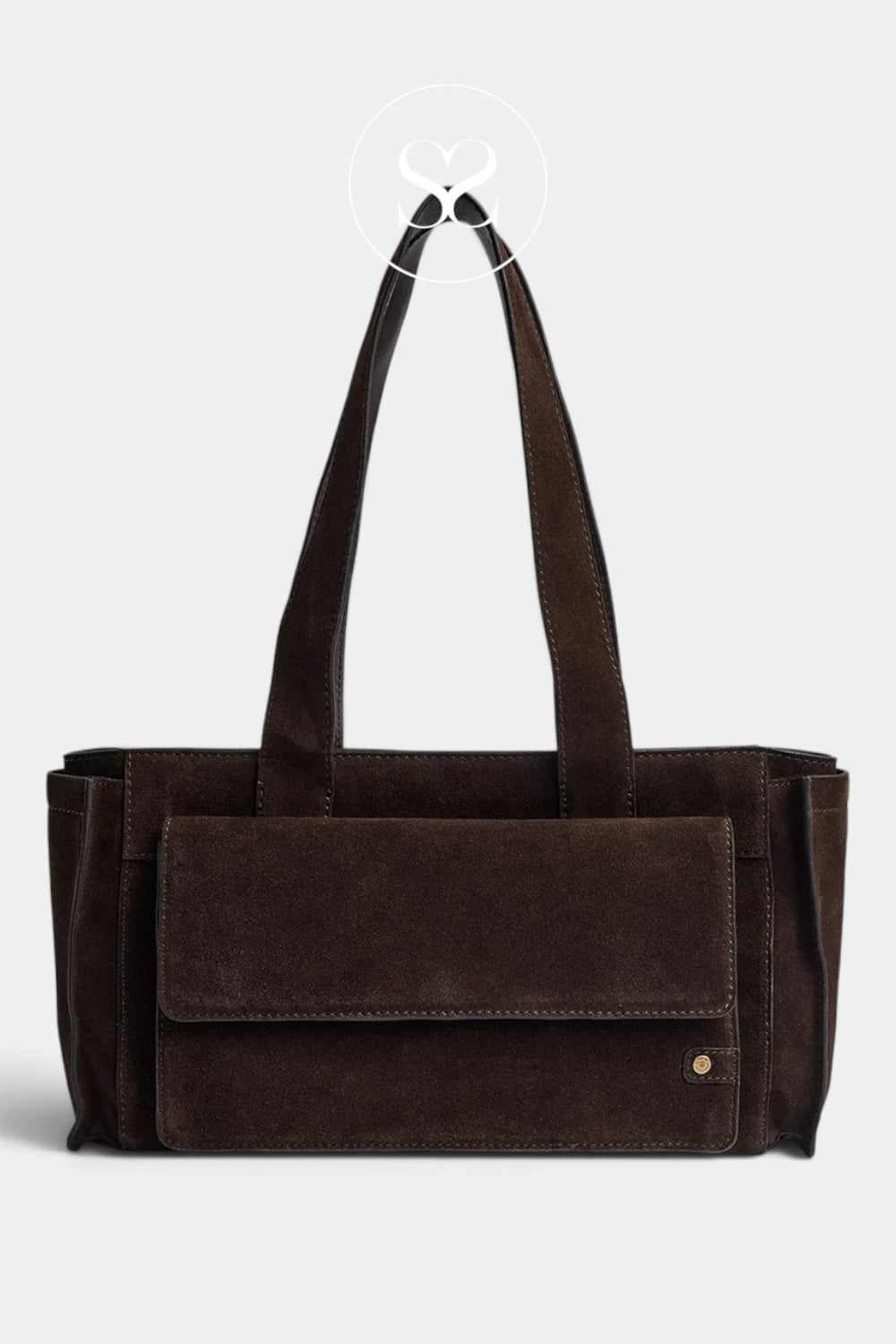 Depeche Chocolate Brown Suede Shoulder bag - 17394