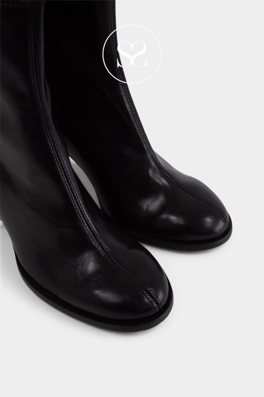 Miss Elastic Black Heeled Sock Boots — 75341