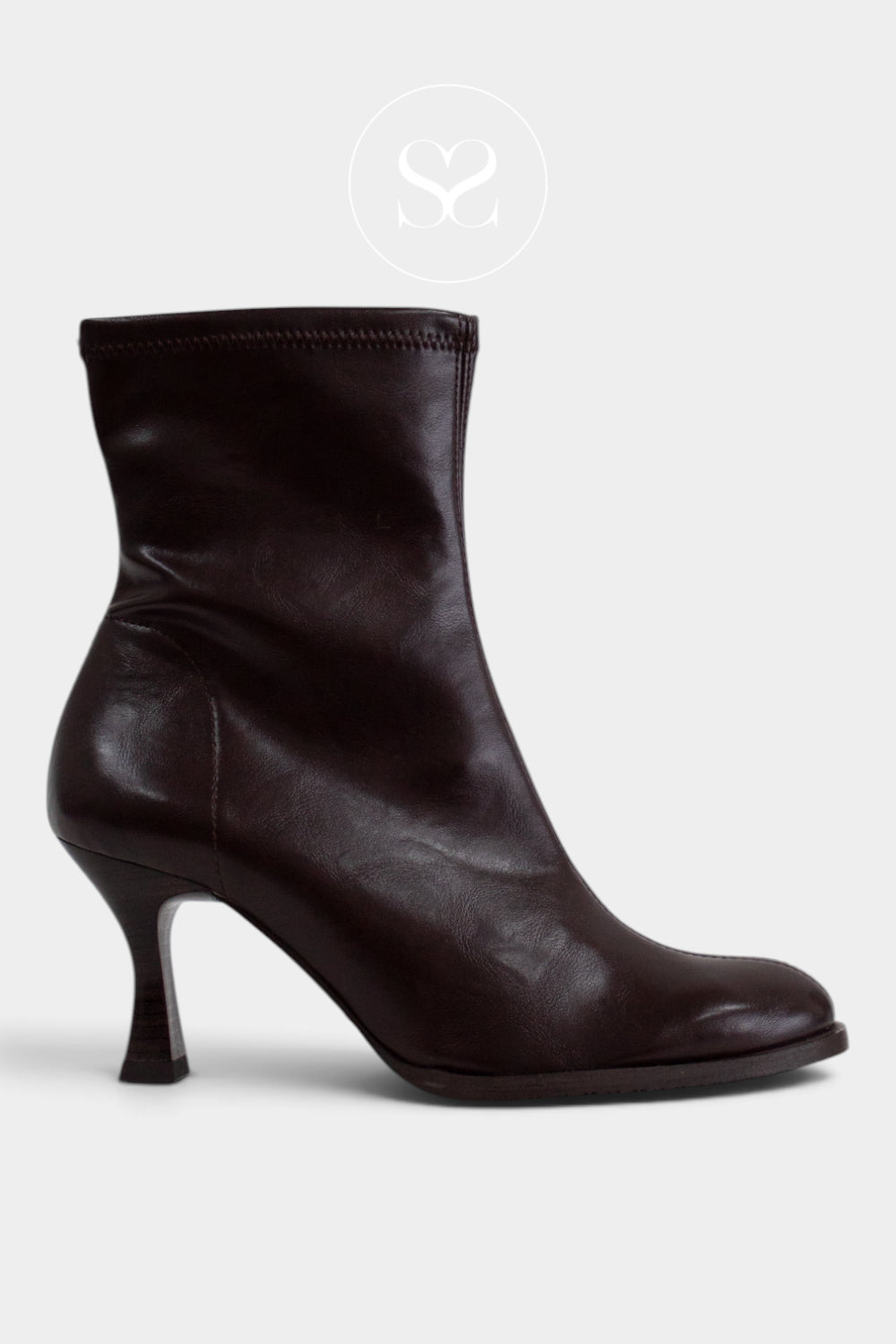 Miss Elastic Chocolate Brown Sock Boots — 75341