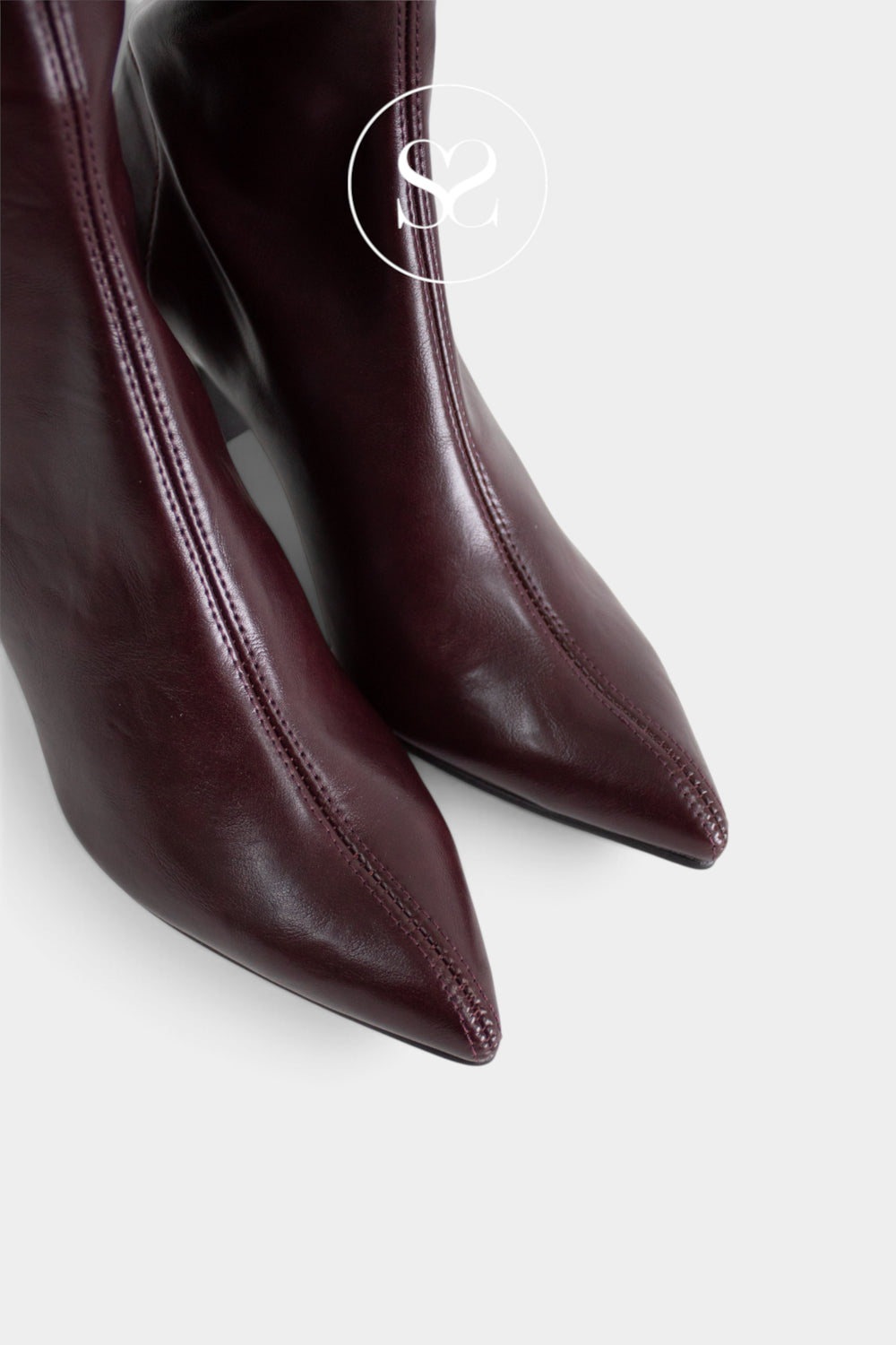 Miss Elastic Burgundy Knee High Sock Boots - 78041 Ireland