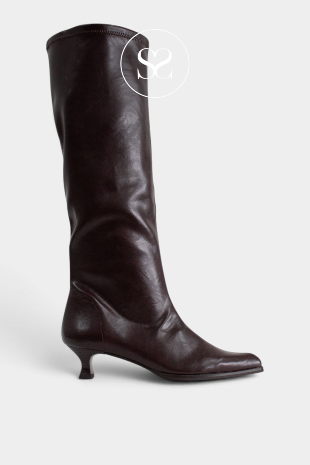 Miss Elastic Chocolate Brown Knee High Slouch Boots - 75336