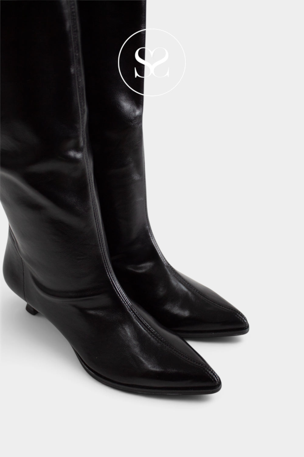 Miss Elastic Black Knee High Slouch Boots - 75336