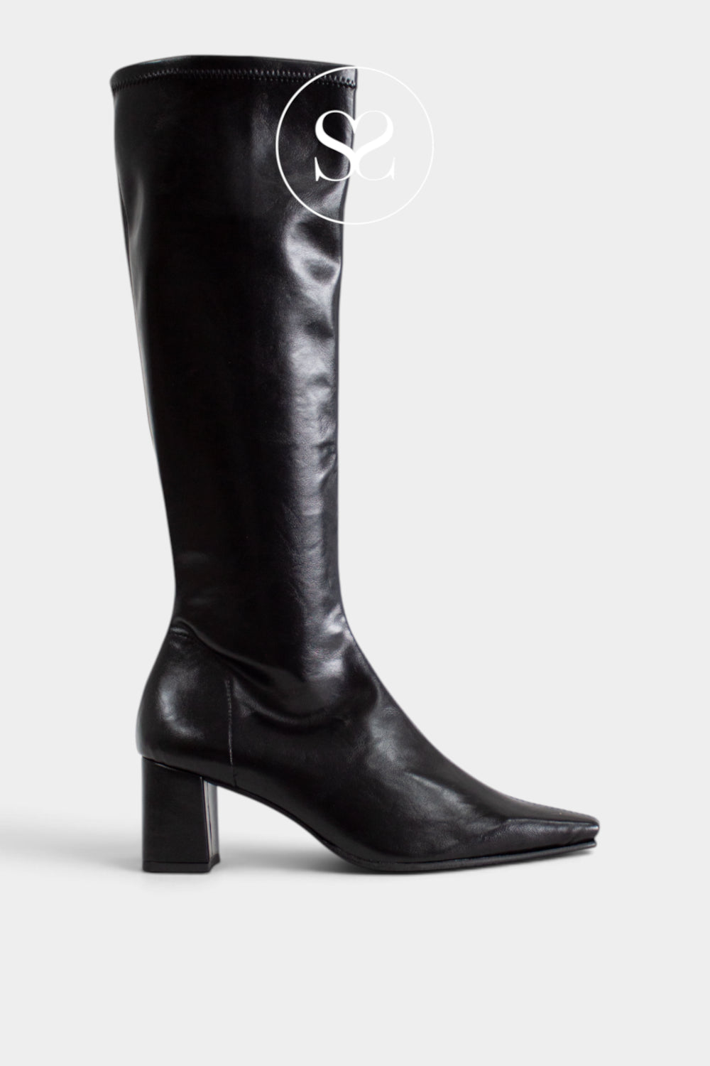 Miss Elastic Black Coated Knee High Sock Boots - 75356