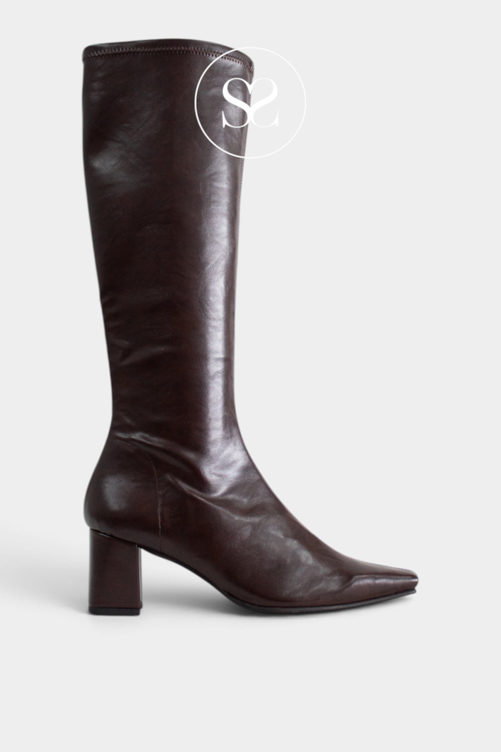 Miss Elastic Brown Knee High Sock Boots - 75356