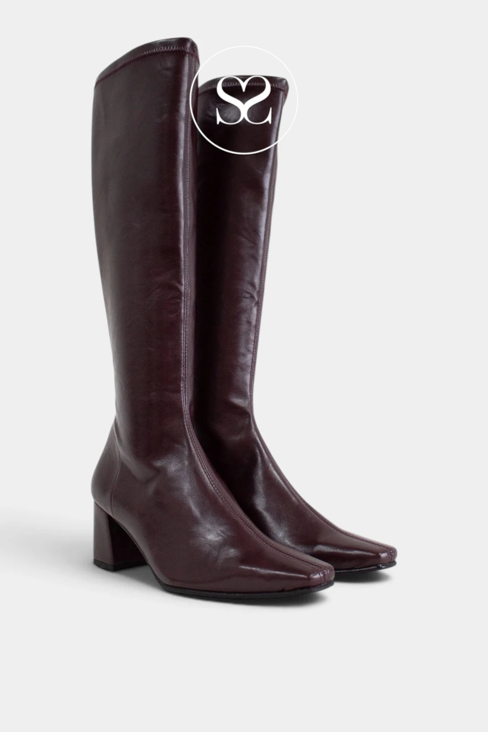 Miss Elastic Burgundy Knee High Sock Boots - 75356