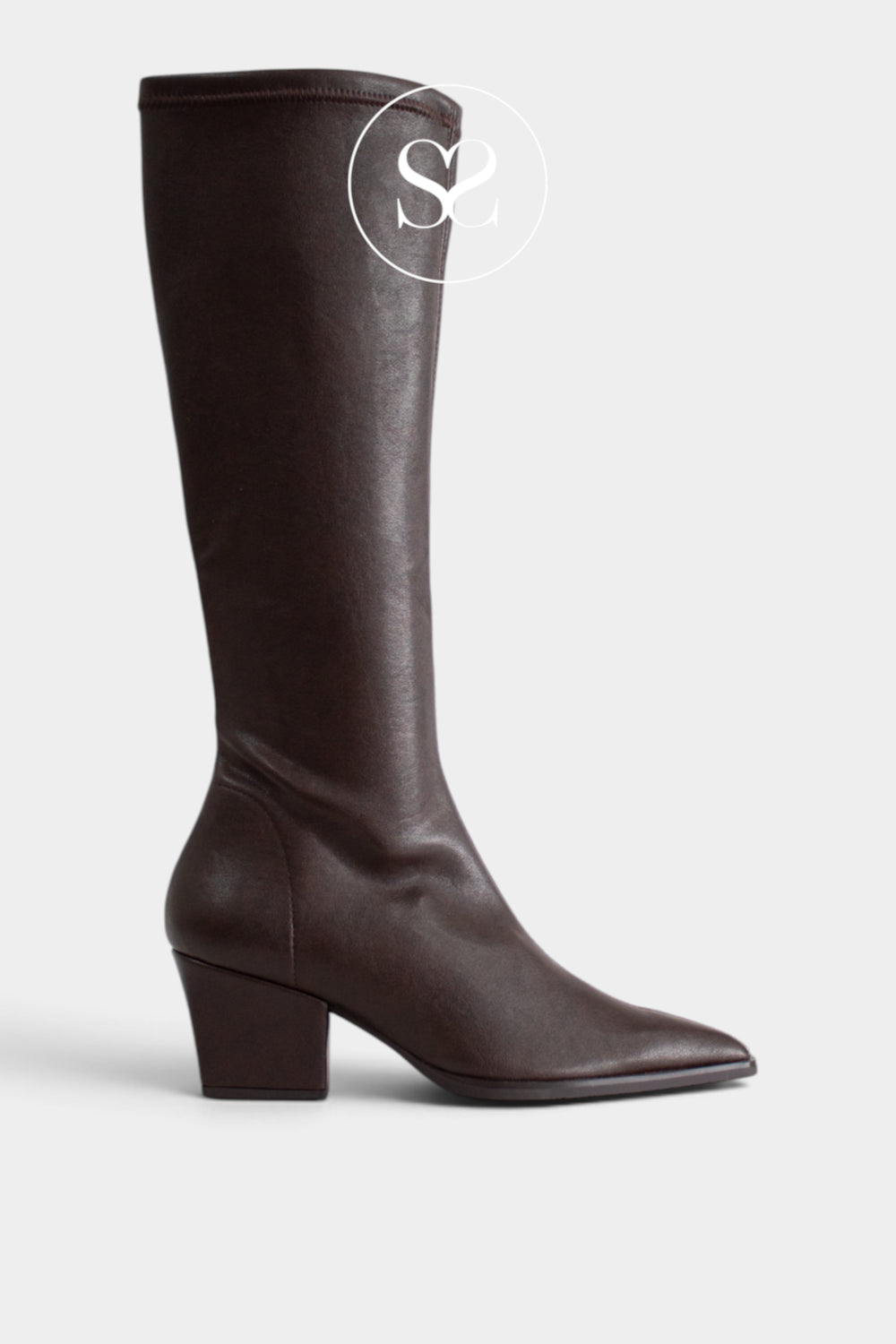 Miss Elastic Chocolate Brown Knee High Sock Boots western Style - 75375