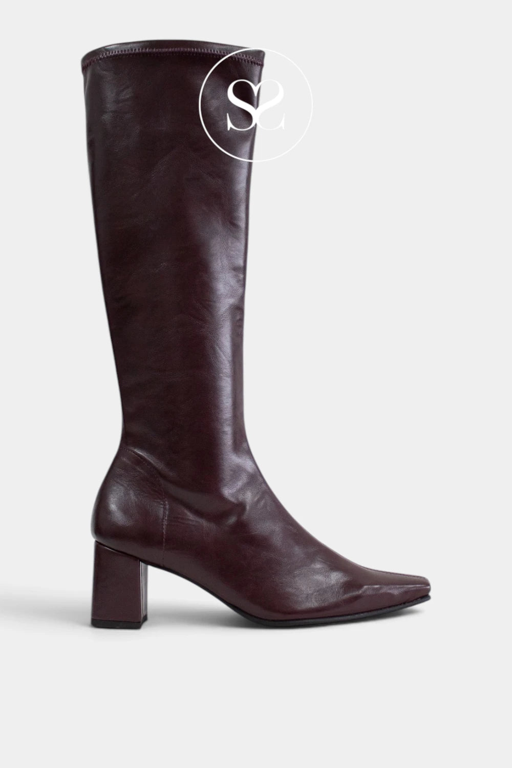 Miss Elastic Burgundy Knee High Sock Boots - 75356