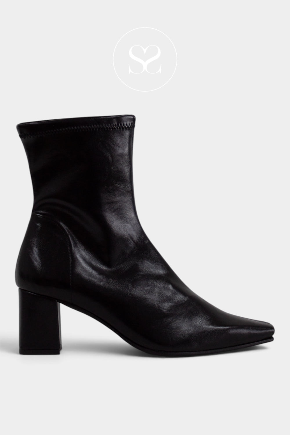 Miss Elastic Black Pointed Heeled Sock Boots - 75357