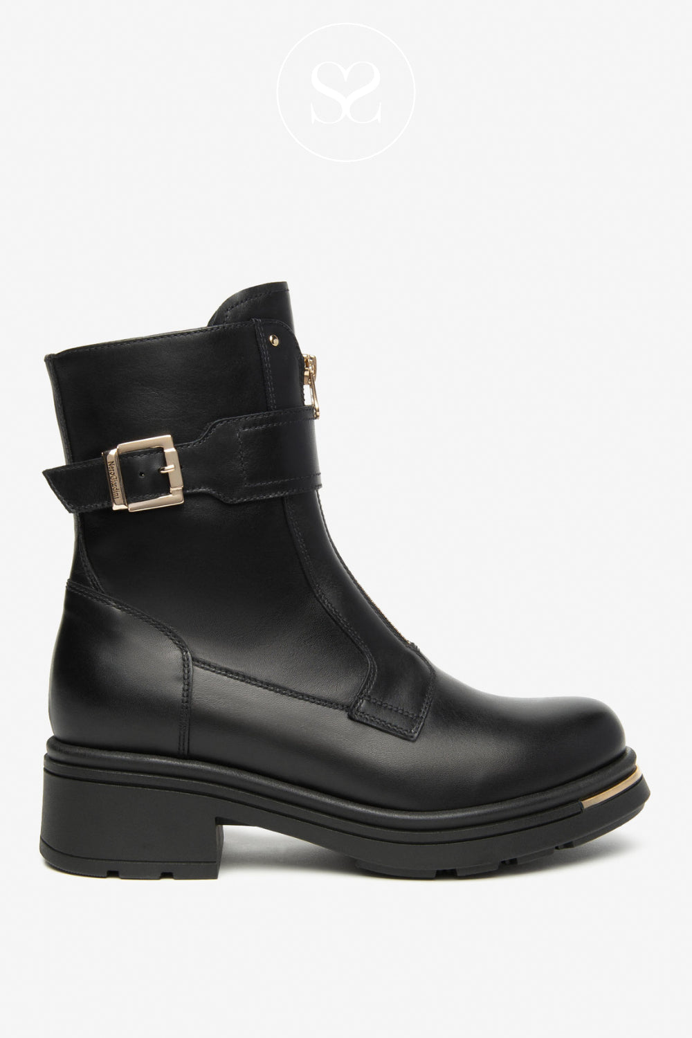NERO GIARDINI BLACK ZIP FRONT ANKLE BOOTS I514862D