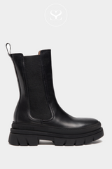 NERO GIARDINI 206066D BLACK MILITARY BOOTS WITH CHUNKY SOLE. CHELSEA PULL ON BOOT