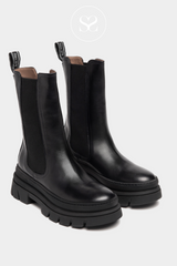 NERO GIARDINI 206066D BLACK MILITARY BOOTS WITH CHUNKY SOLE. CHELSEA PULL ON BOOT