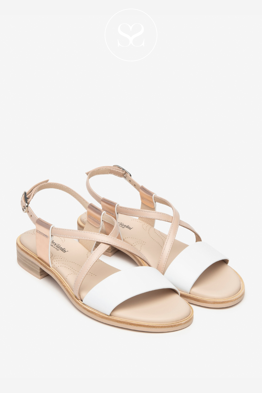 Nero Giardini metallic and white flat strappy sandals for Women