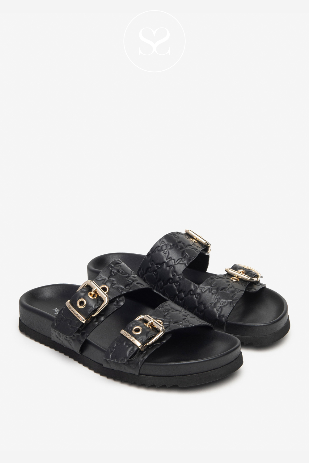 Nero Giardini e410500d slider sandals in black leather