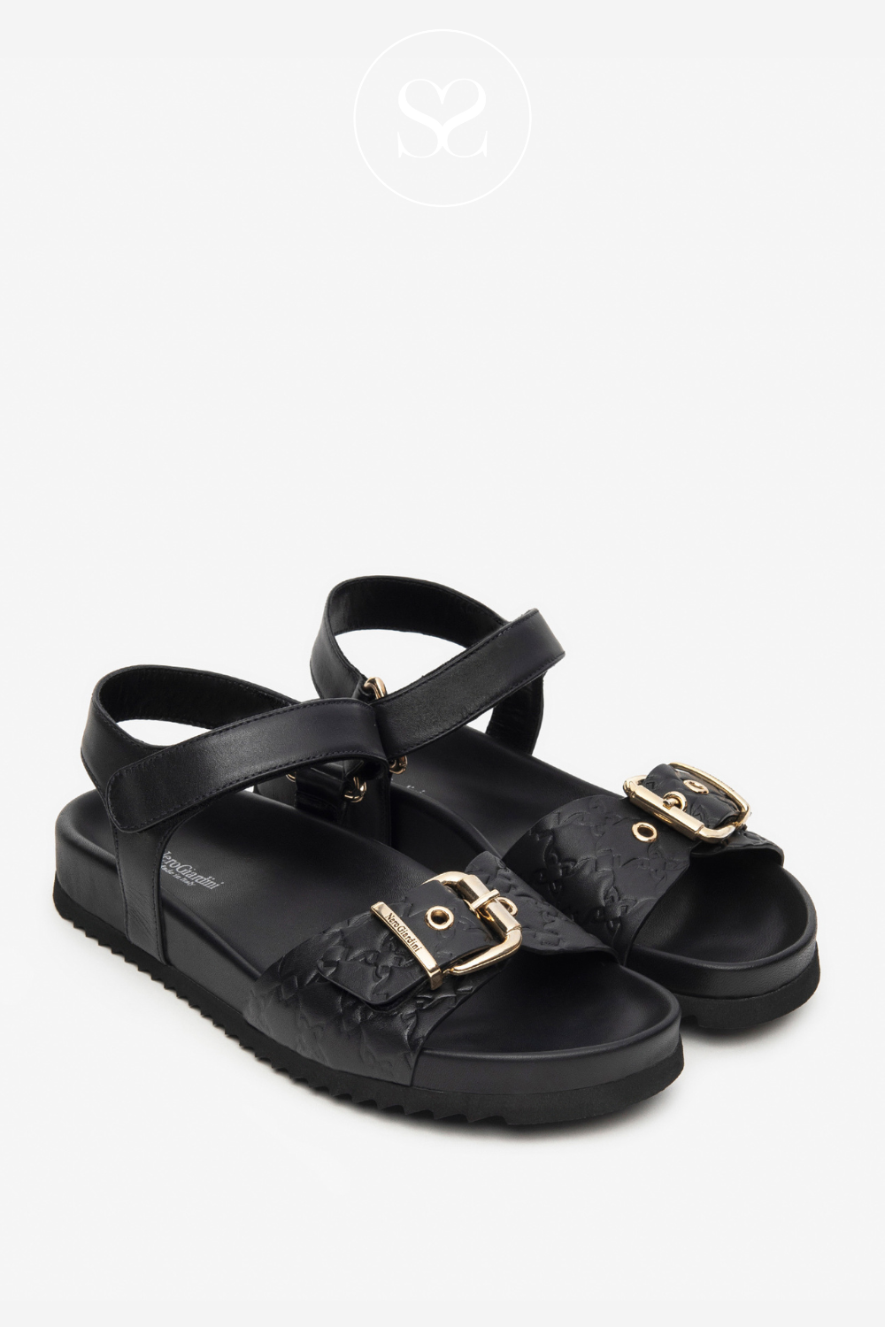 Nero Giardini e410501d black sandals with arch support and buckle