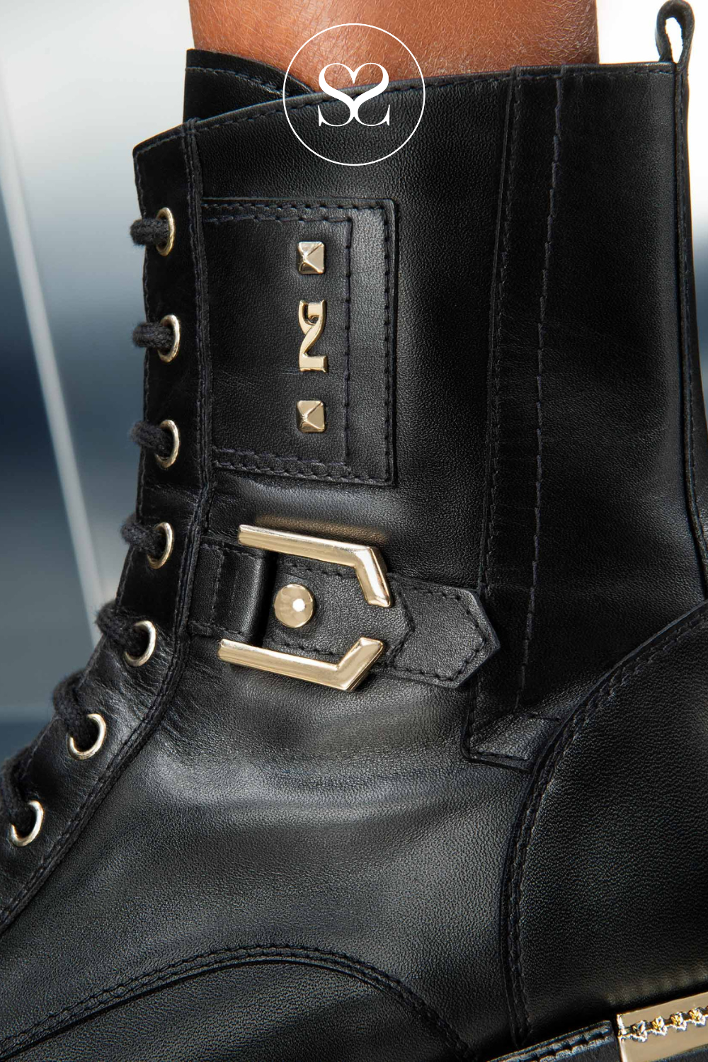 Chunky black leather boots from Nero Giardini 