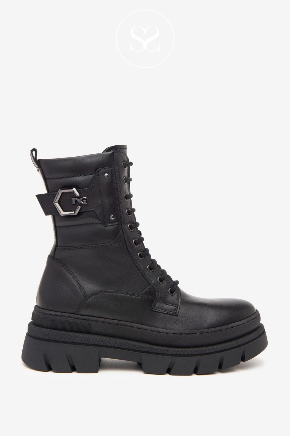 Black laced biker boots for Women from Nero Giardini