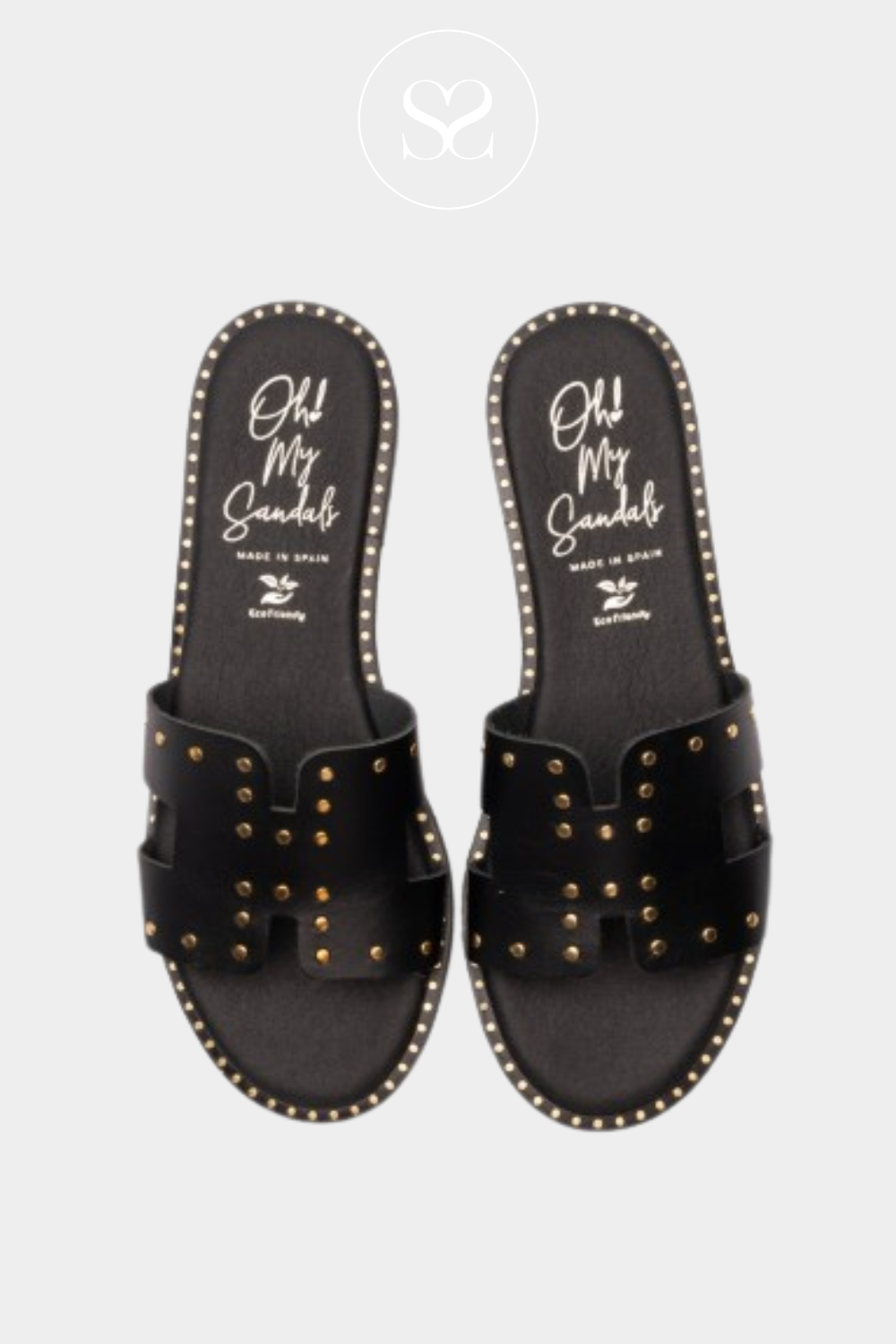 OHMYSANDALS 5576 BLACK SLIDER SANDALS WITH BLOCK HEEL AND NON-SLIP RUBBER SOLE