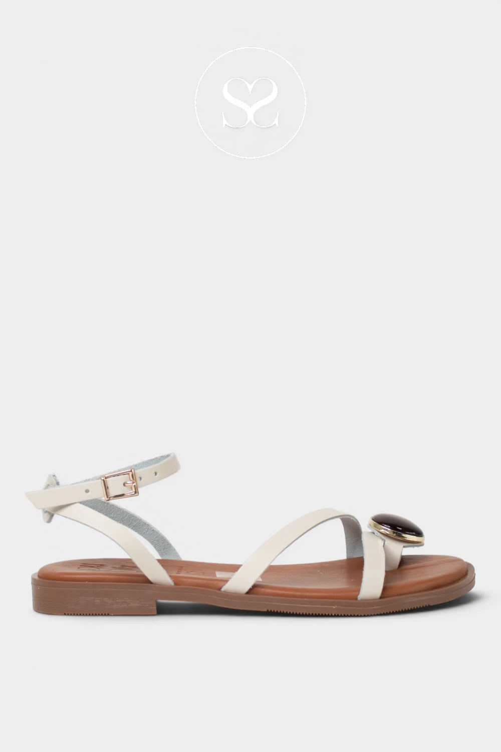 Comfortable off white flat sandals from Oh My Sandals