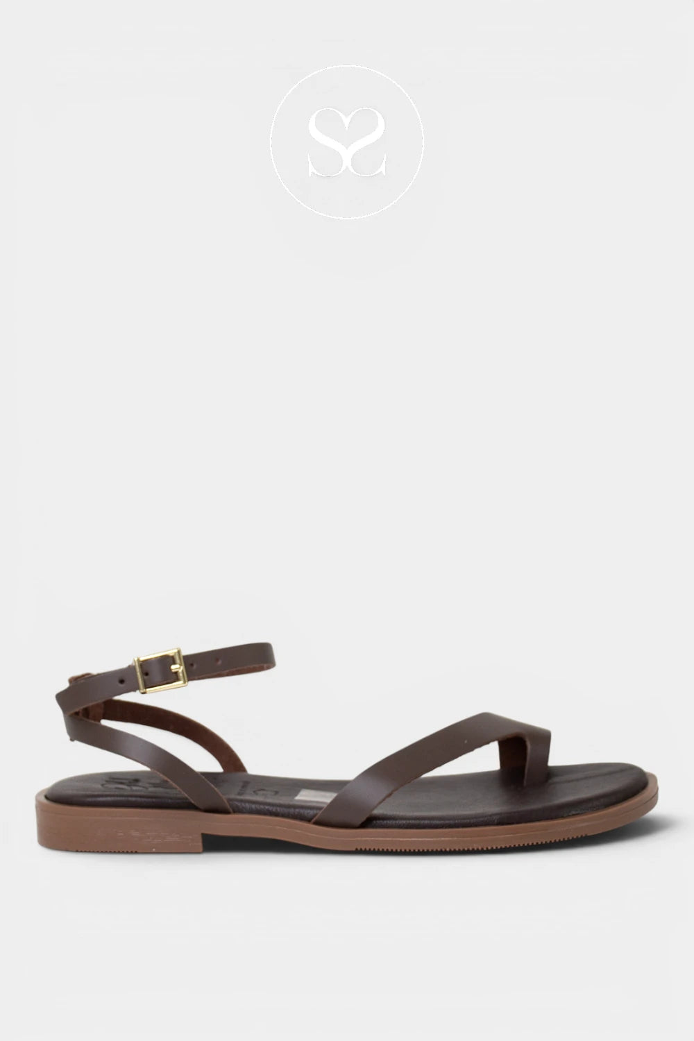 Chocolate brown toe ring flat sandals from Oh My Sandals in Ireland