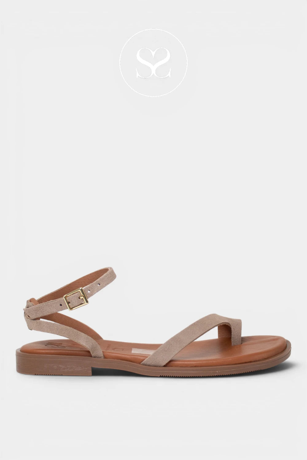 Oh my sandals toe loop sandal in taupe suede finish