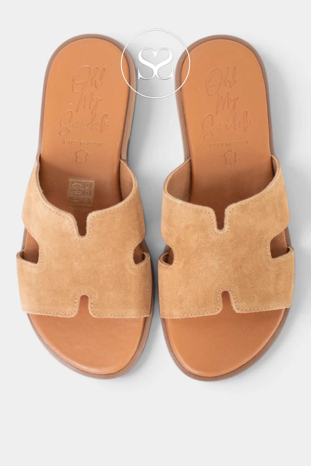 Comfortable dressy tan slider sandals for women