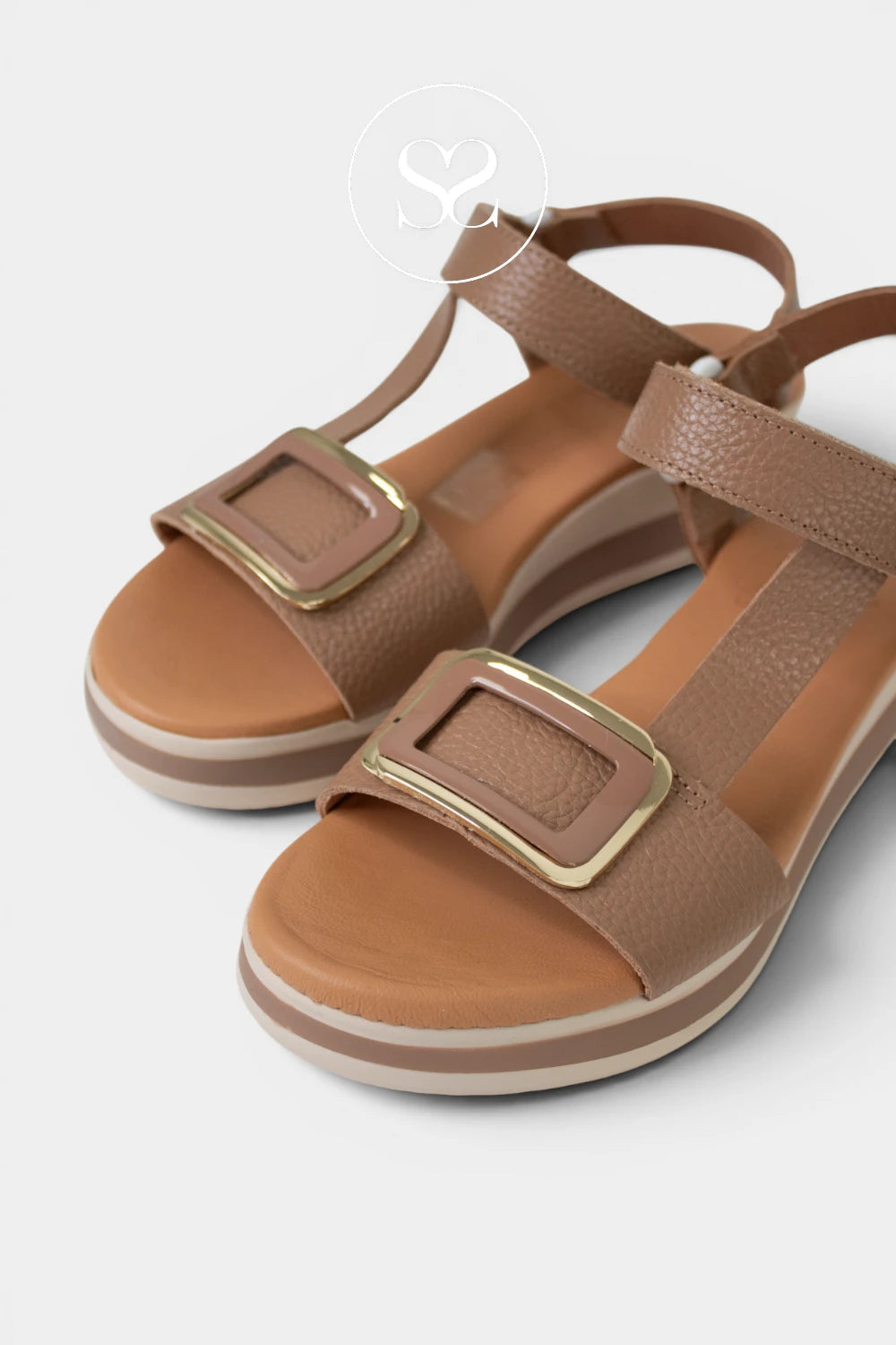 Tan leather walking sandals from Oh My Sandals