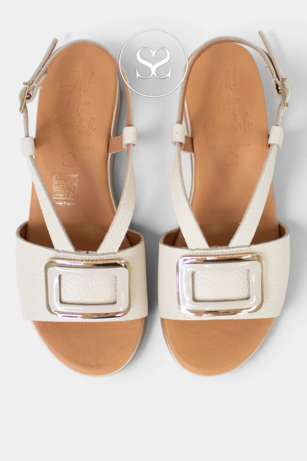 Cream wedge sandals with flatform sole from Oh My sandals