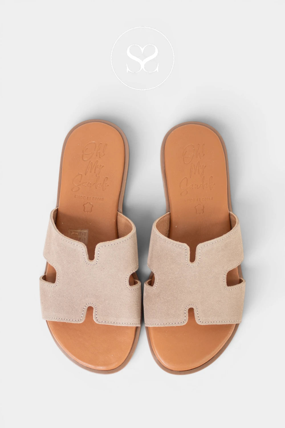 Comfortable beige suede slider sandals for women Ireland