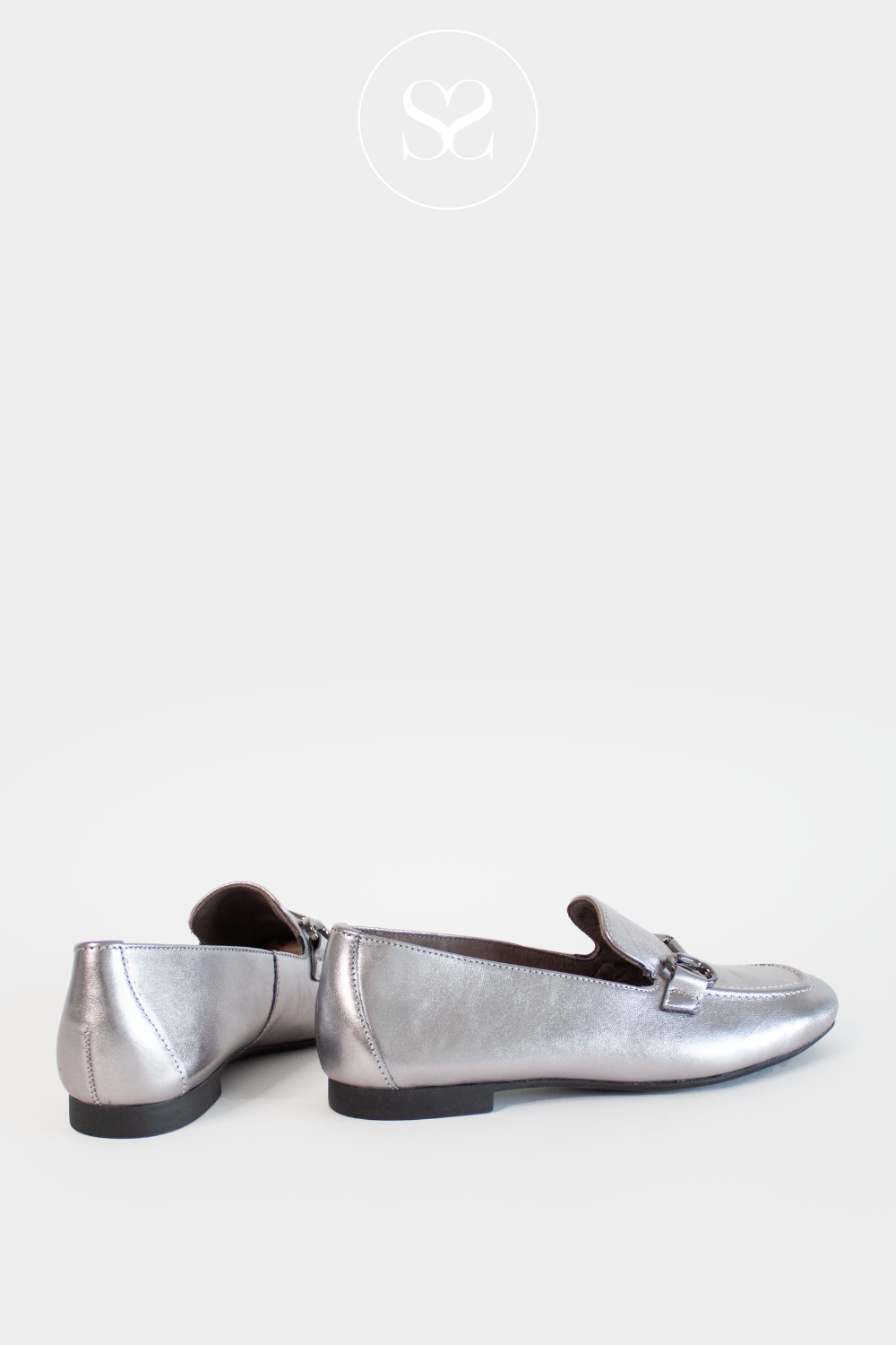 PAUL GREEN 2596 PEWTER LEATHER LOAFERS