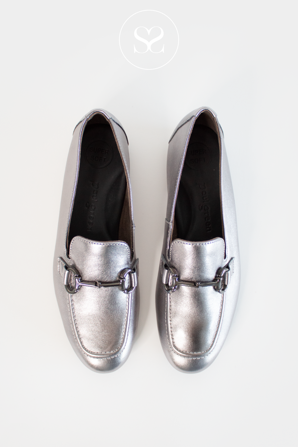 PAUL GREEN 2596 PEWTER LEATHER LOAFERS