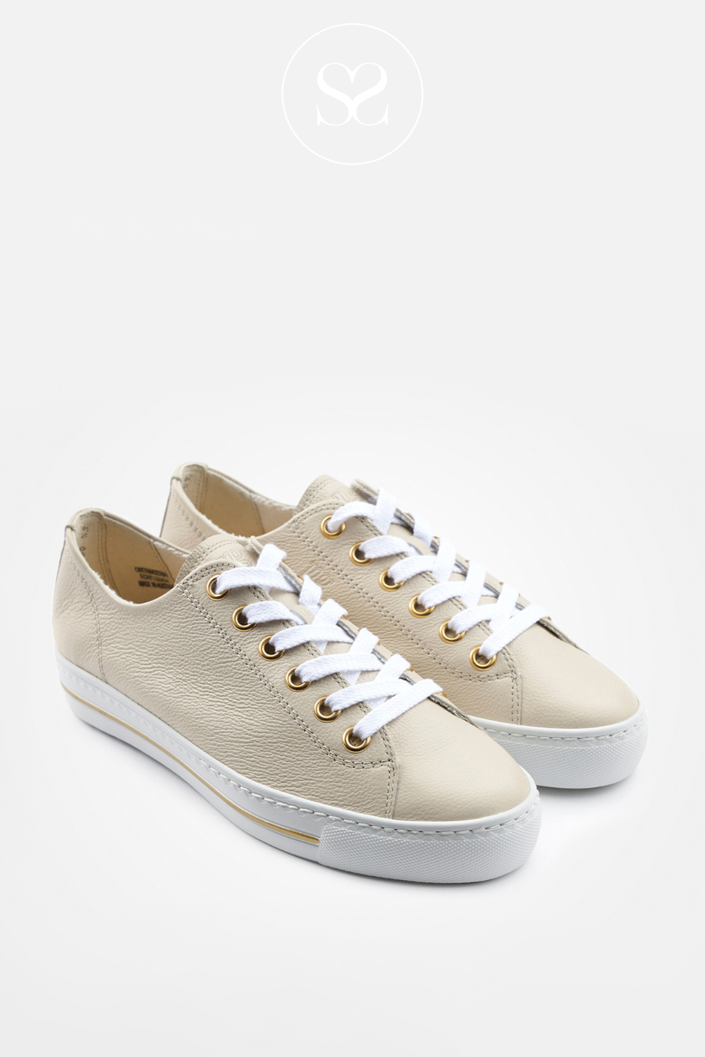 PAUL GREEN 4704 - CREAM LEATHER TRAINERS