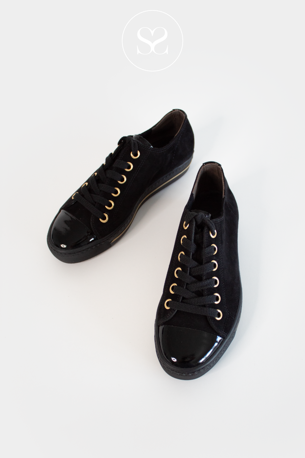 PAUL GREEN 4977 BLACK LEATHER FLATFORM TRAINERS