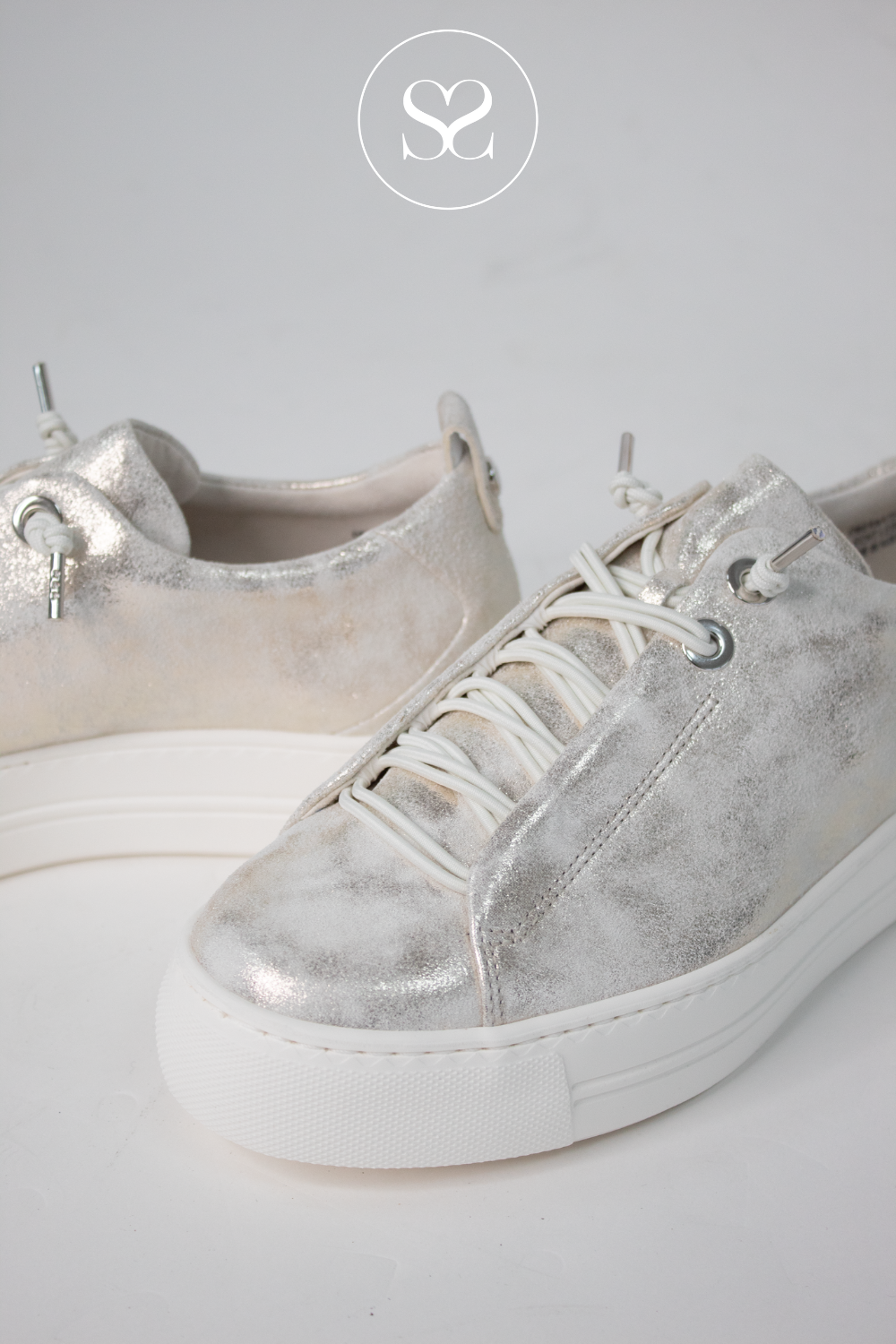 PAUL GREEN 5017 METALIC PULL ON FLATFORM TRAINERS