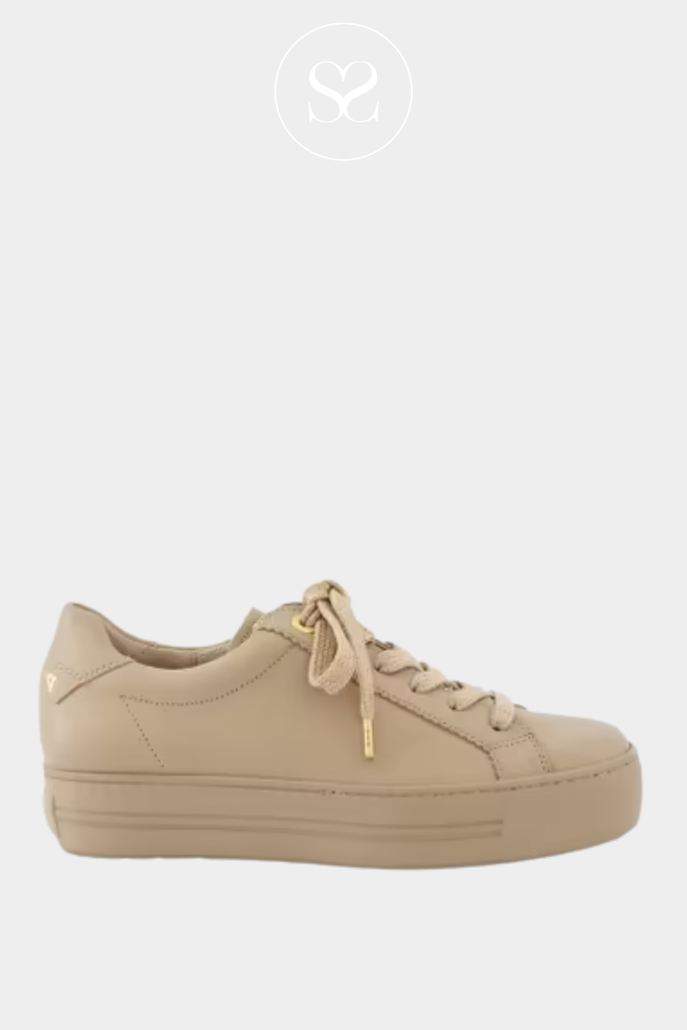 PAUL GREEN's 5241 BEIGE SOFT LEATHER FLATFORM TRAINERS