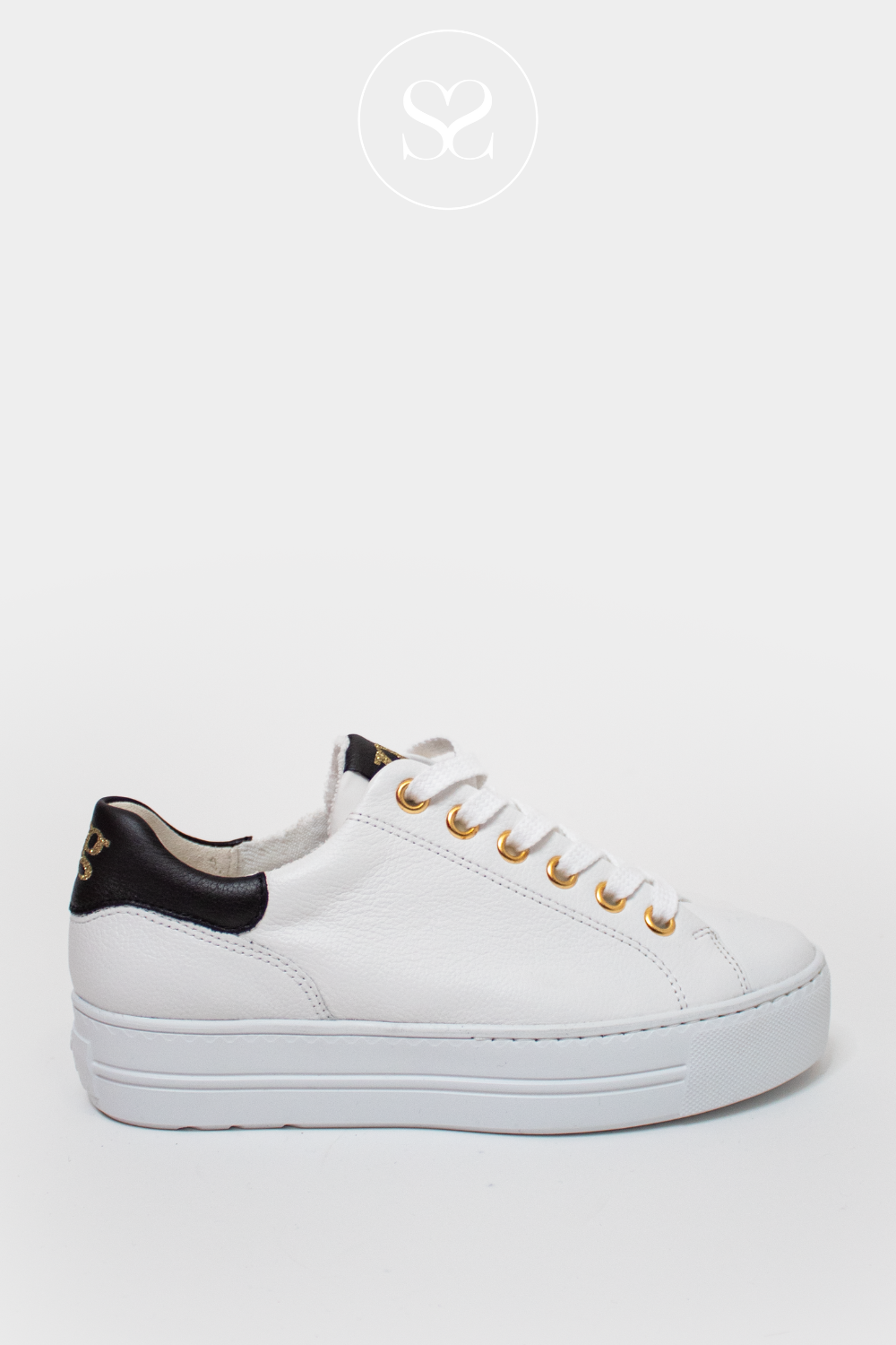 WHITE PAUL GREEN TRAINERS WITH BLACK TRIM FOR WOMEN