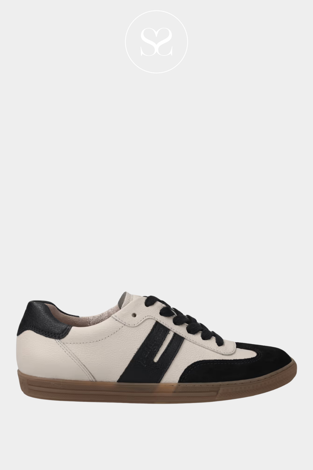 PAUL GREEN 5350 BLACK & BISCUIT LEATHER LOW PROFILE TRAINERS