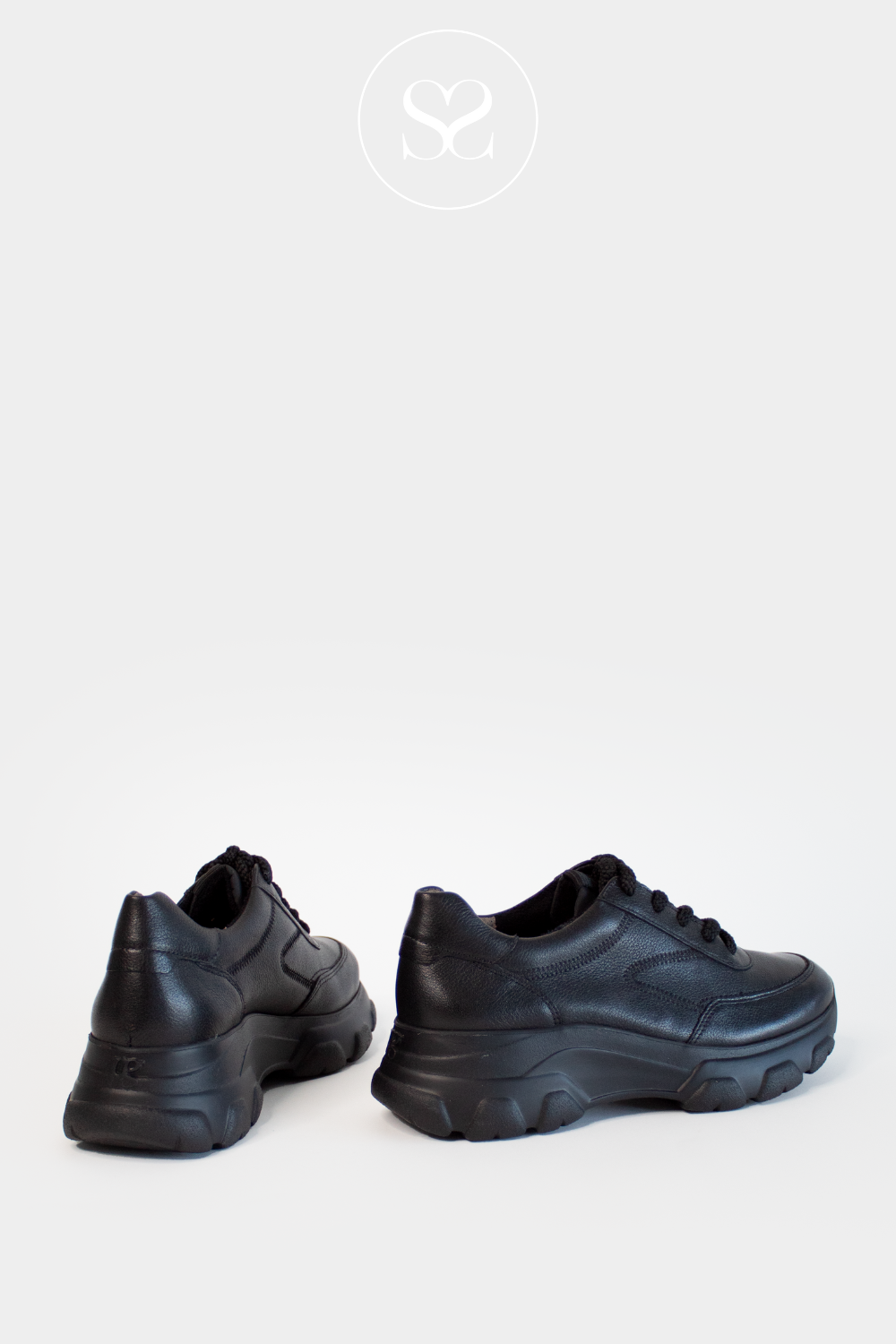 Black leather chunky trainers hot sale