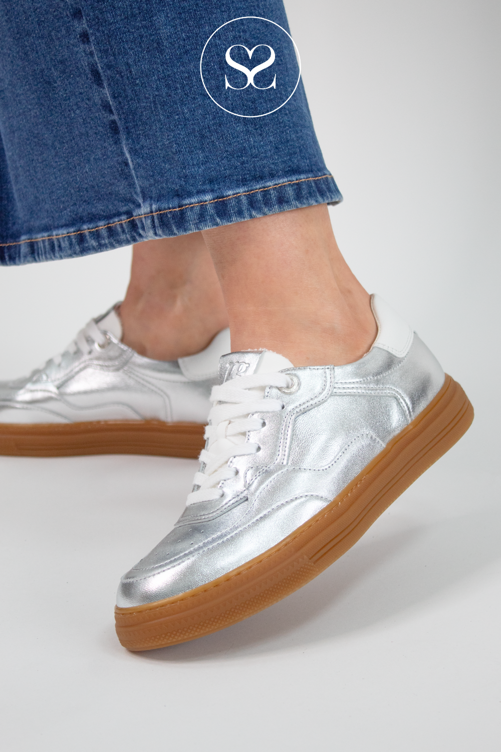 PAUL GREEN 5428 SILVER METALLIC TRAINERS