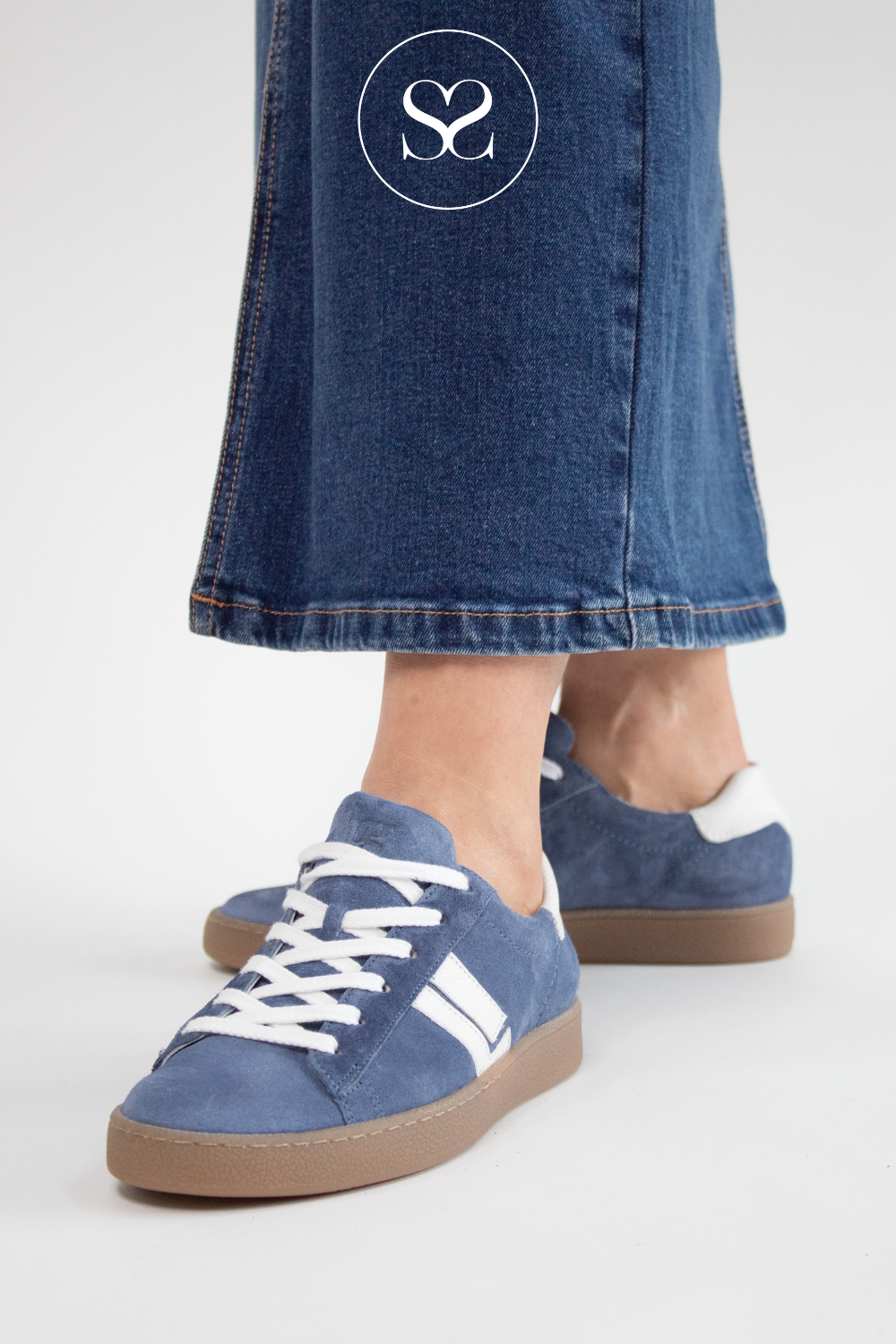 PAUL GREEN 5464 BLUE SUEDE LOW PROFILE TRAINERS