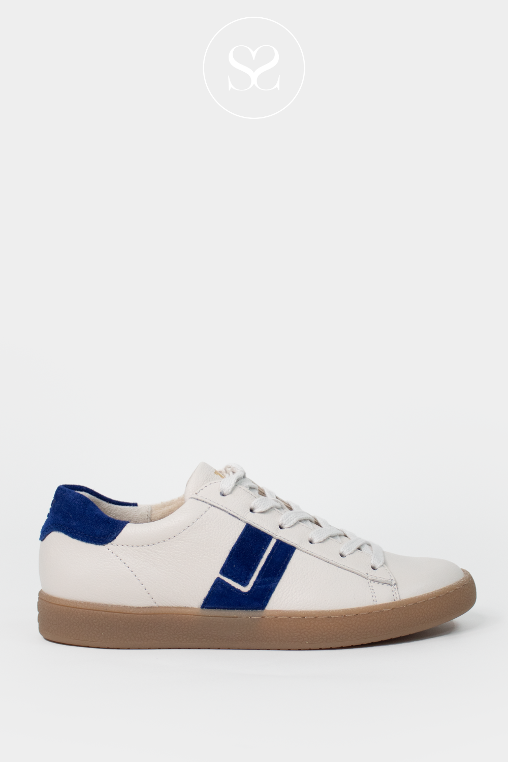 PAUL GREEN 5464 ROYAL BLUE/CREAM LEATHER LOW PROFILE TRAINERS
