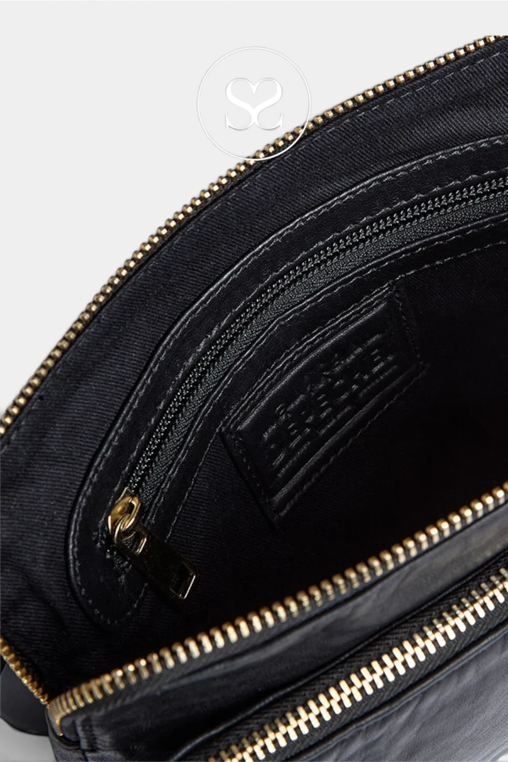 Depeche Black Leather with Gold Hardware Crossbody Bag — 17286
