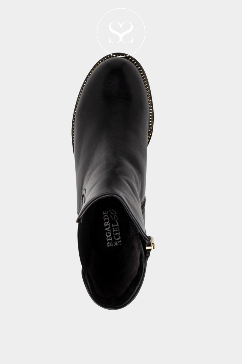REGARDE LE CIEL ELLY-07 BLACK LEATHER CHELSEA BOOT WITH BLOCK HEEL AND INSIDE ZIP