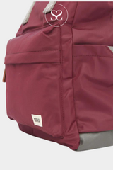 ROKA CANFIELD B MEDIUM PLUM WATERPROOF BACKPACK WITH MUTLIPLE POCKETS AND EXTENDABLE TOP