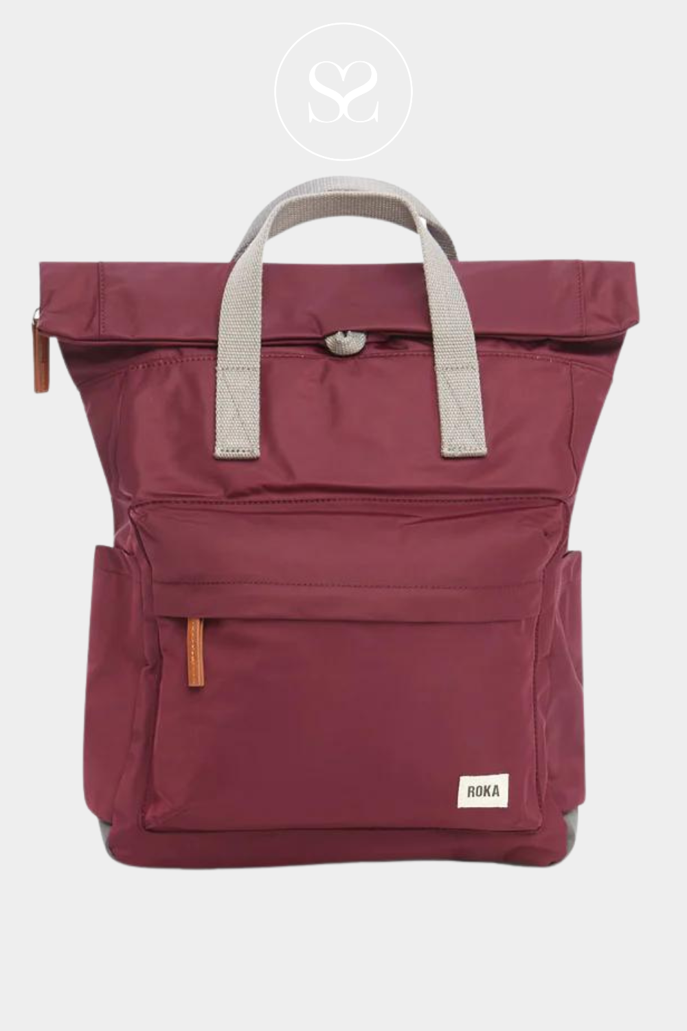 ROKA CANFIELD B MEDIUM PLUM WATERPROOF BACKPACK WITH MUTLIPLE POCKETS AND EXTENDABLE TOP