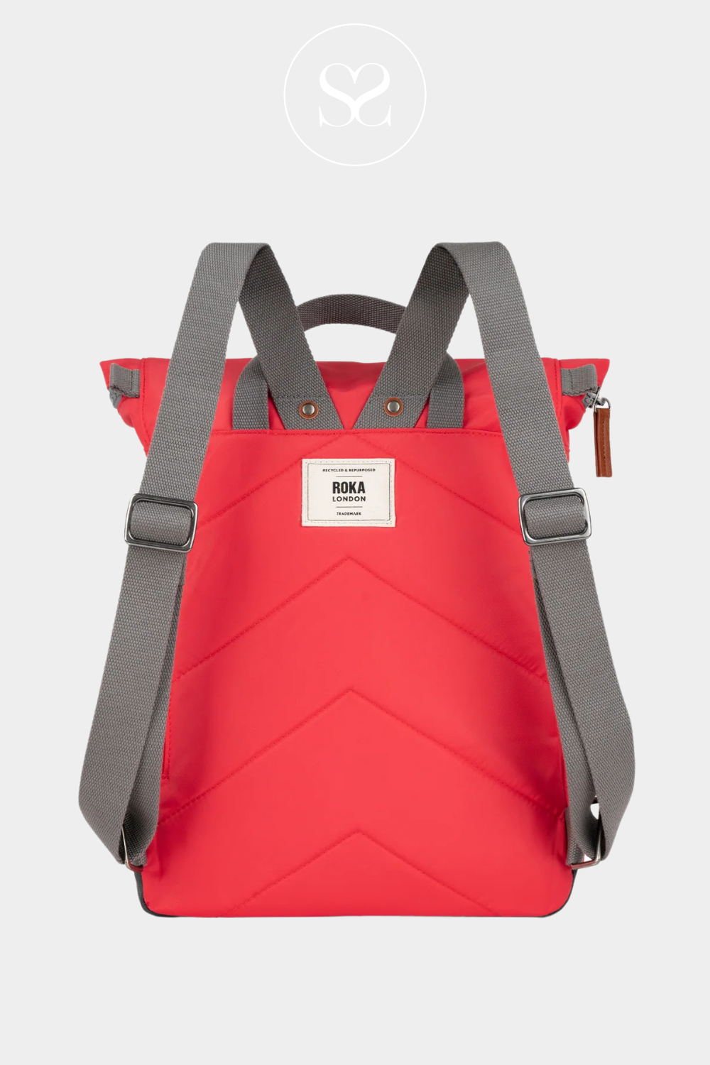 ROKA CANFIELD B MEDIUM POPPY WATERPROOF BACKPACK MADE WITH RECYCLED NYLON WITH ZIP OPENING AND MAGNETIC HOLDERS